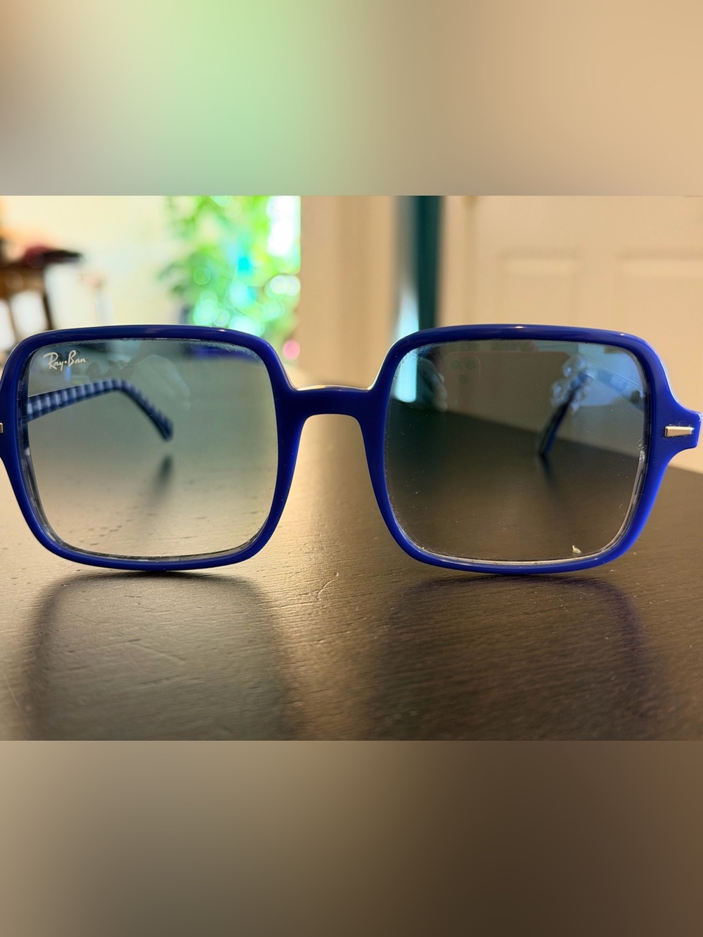 Ray-Ban Women's Bold Blue Square Sunglasses with Gradient Lenses